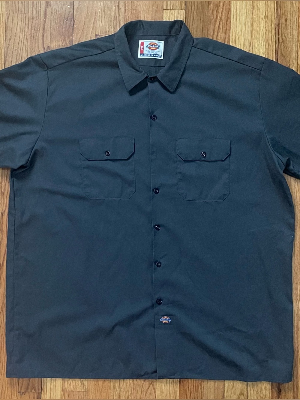 Dickies Charcoal Gray Short Sleeve Button Front Shirt Utility Pockets Men’s 2XL